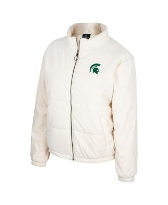 Women's Cream Michigan State Spartans So Hot Right Now Quilted Puffer Full-Zip Jacket