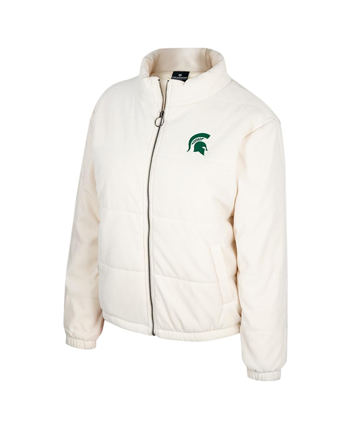 Colosseum Women's Cream Michigan State Spartans So Hot Right Now Quilted Puffer Full-zip Jacket In White