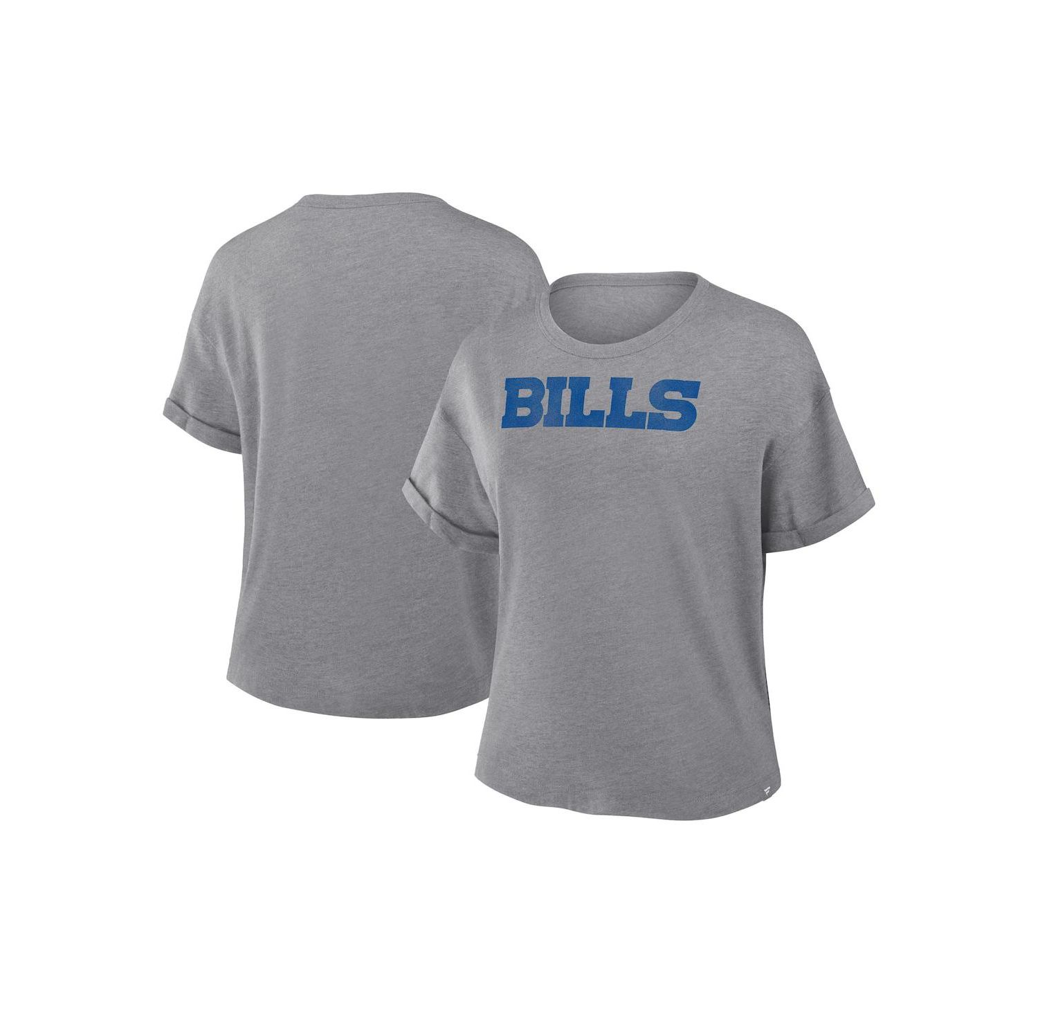 Women's Heather Gray Buffalo Bills Swing Pass Tri-Blend Boxy T-Shirt