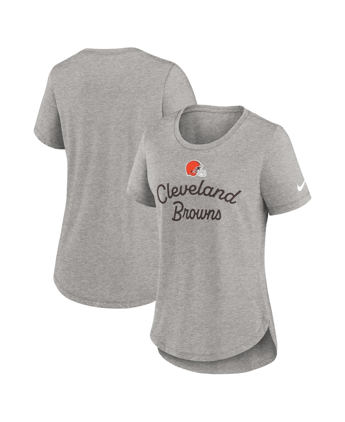 Fanatics Nike Women's Gray Cleveland Browns Script Tri-blend T-shirt In Gray