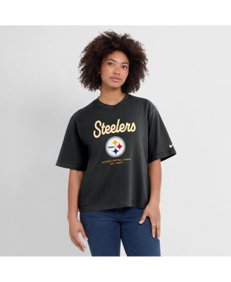 Nike - Women's Black Pittsburgh Steelers Essential Script Relaxed Boxy T-Shirt