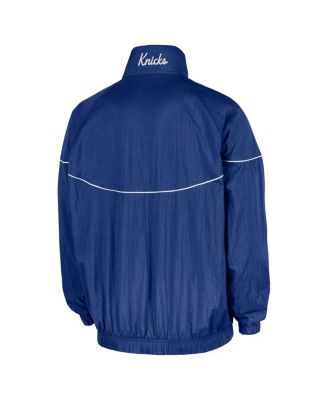 Men's Blue New York Knicks Courtside Wind Runner Woven Half-Zip Jacket