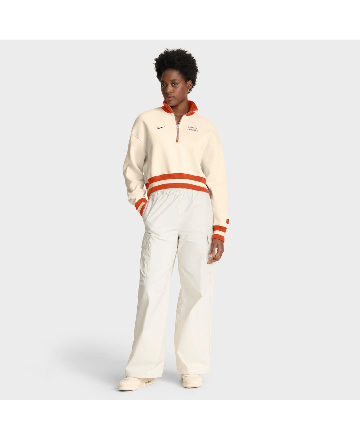 Nike Tan Clemson Tigers Legacy Half-zip Sweatshirt In Neutral