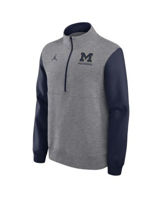 Men's Heather Gray Michigan Wolverines Club Fleece Half-Zip Pullover Sweatshirt