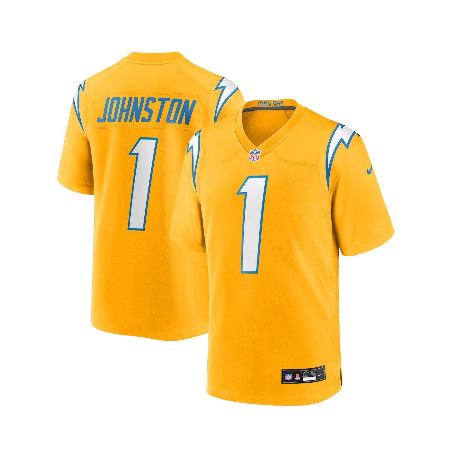 Мужской топ Nike Quentin Johnston Gold Los Angeles Chargers Alternate Charger Power Game Player Jersey — фото 1