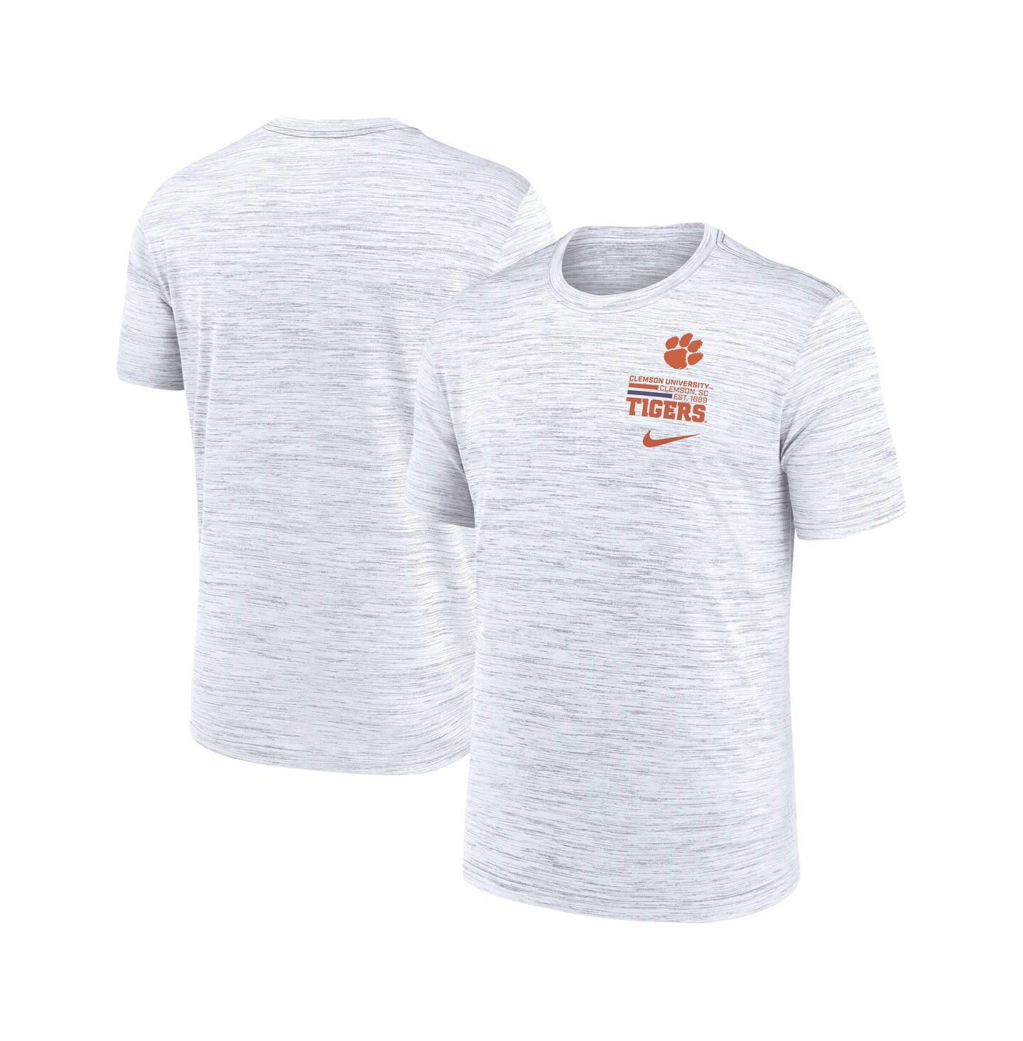 Мужская футболка Nike White Clemson Tigers Velocity Stacked Performance — фото 1