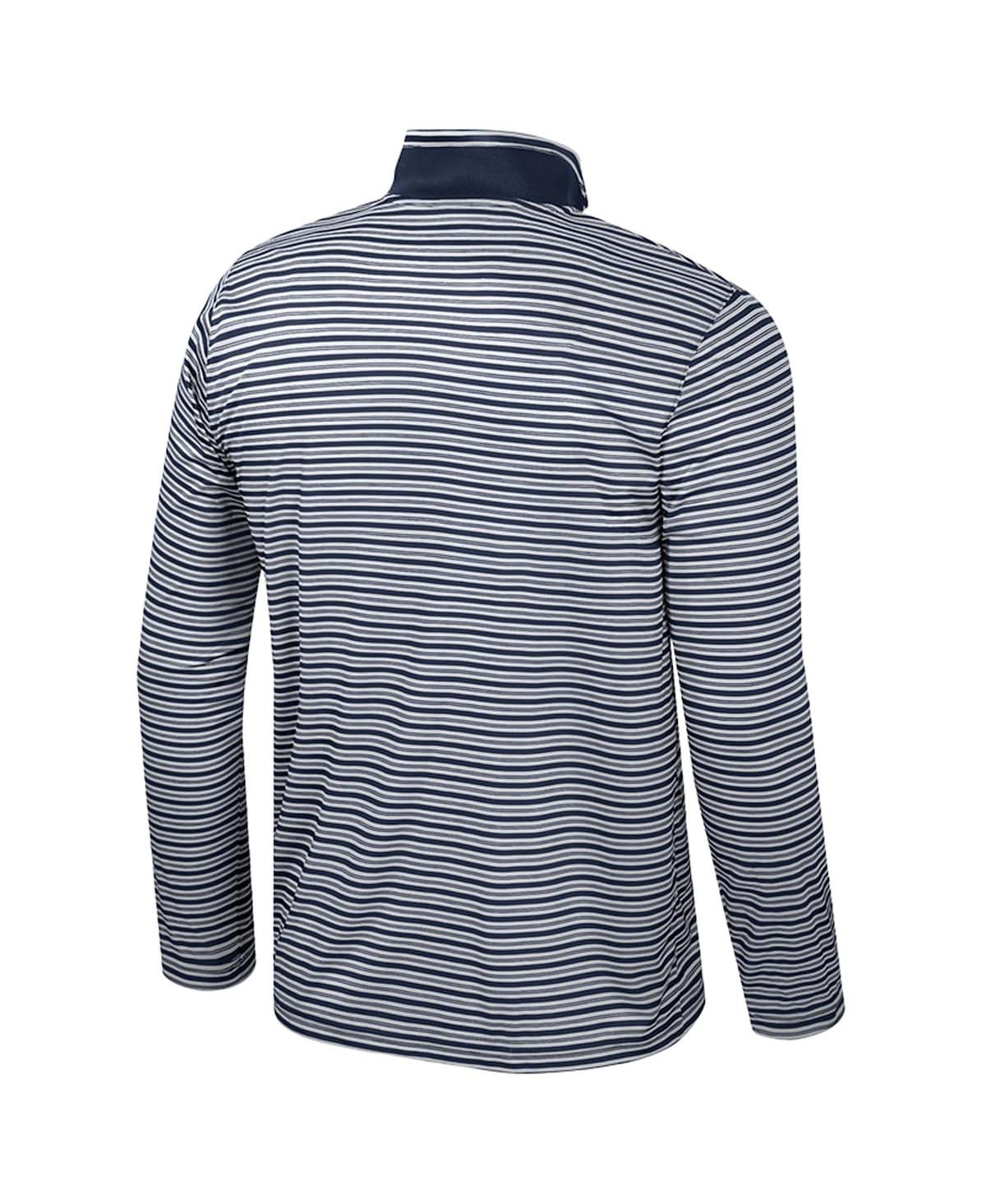 Colosseum Men's Navy Penn State Nittany Lions Striped Quarter-zip Sweatshirt In Blue