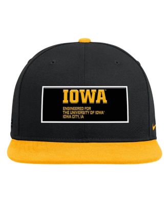 Men's Black/Gold Iowa Hawkeyes 2025 On-Field Patch Pro Dri-FIT Snapback Hat