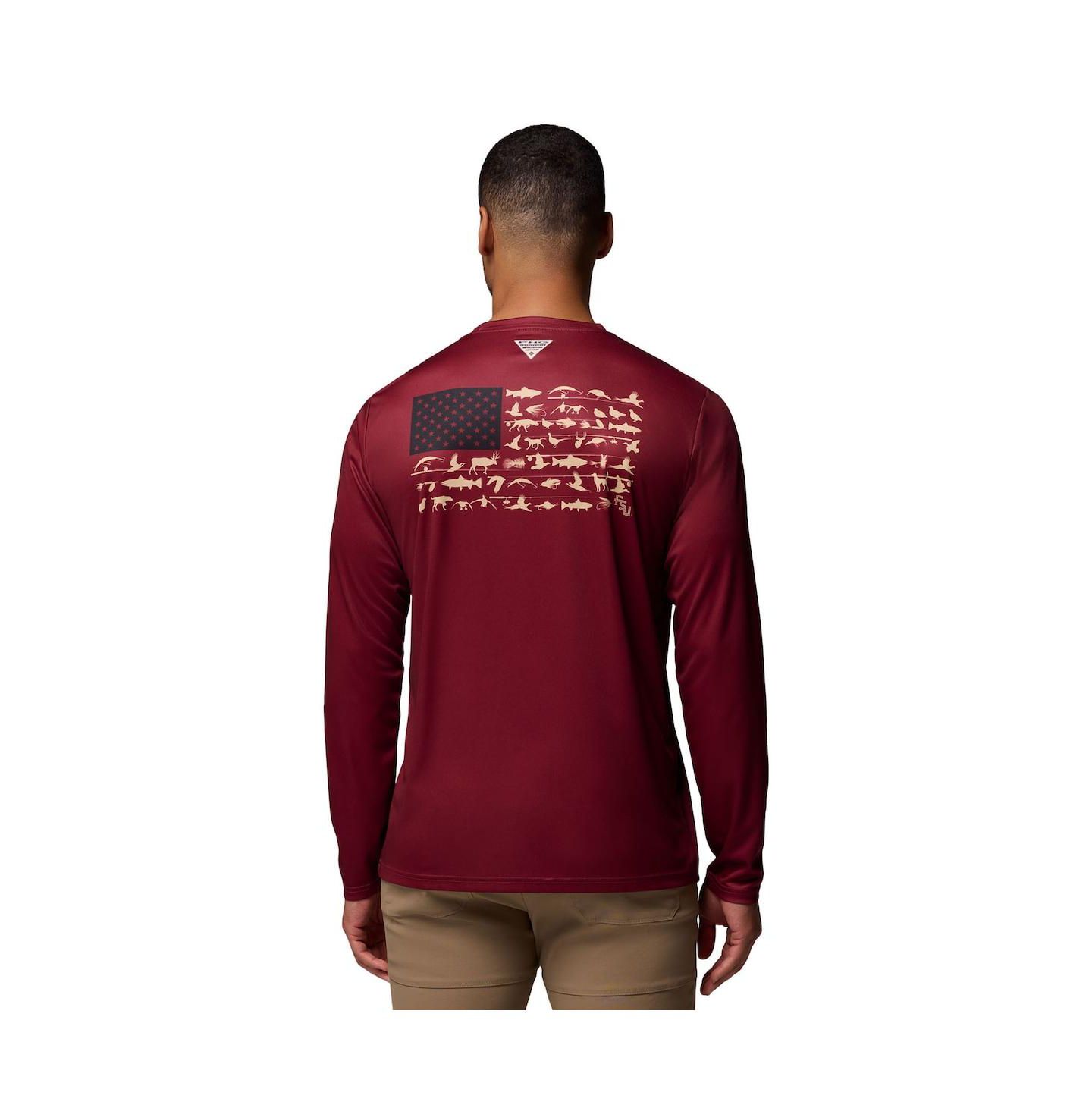 Мужская футболка Columbia Garnet Florida State Seminoles PHG Terminal Shot 3-Hit Long Sleeve — фото 2