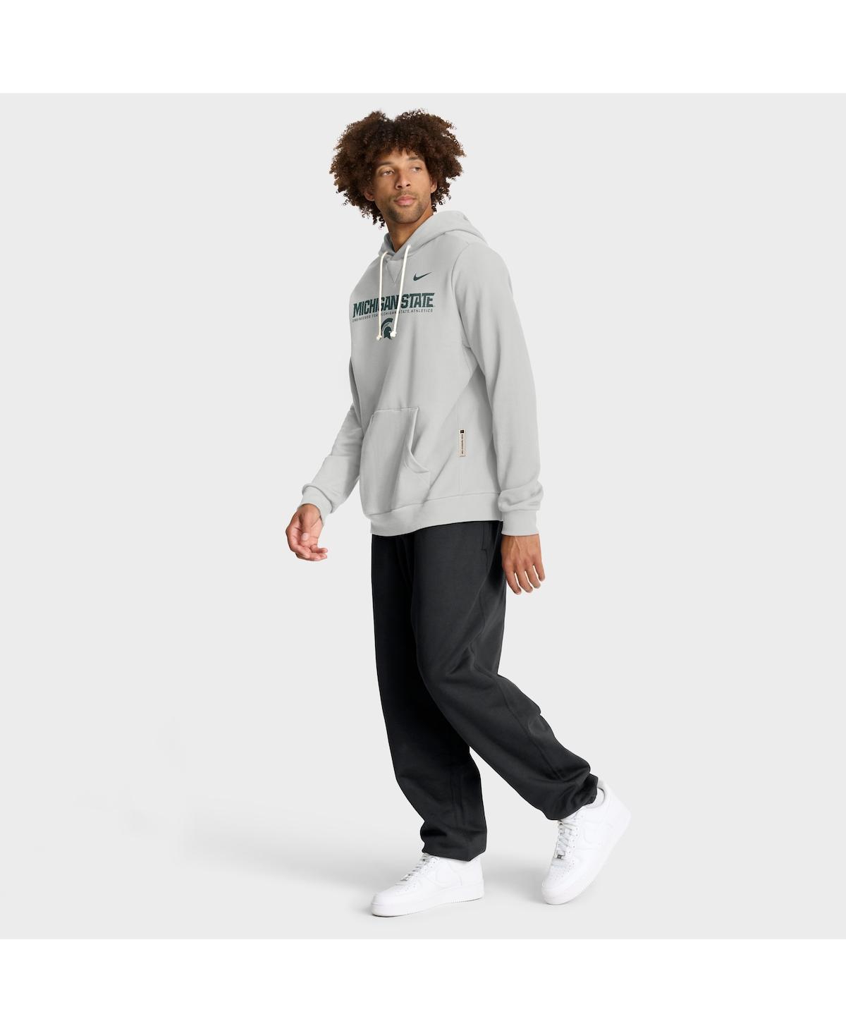 Nike Michigan State Sideline  Men's Dri-fit College Pullover Hoodie In Gray