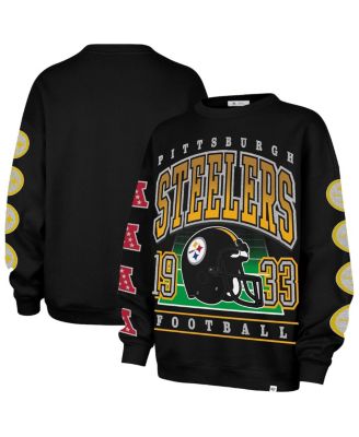 '47 Brand - Women's Black Pittsburgh Steelers Go Big Oversized Pullover Sweatshirt