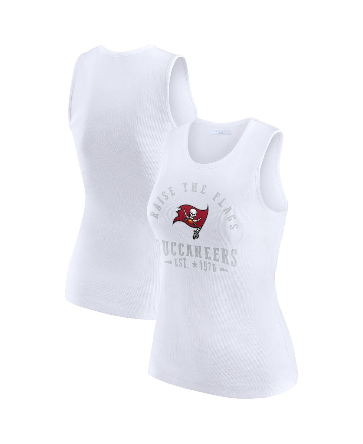Wear By Erin Andrews Women's White Tampa Bay Buccaneers Ribbed Graphic Tank Top In White