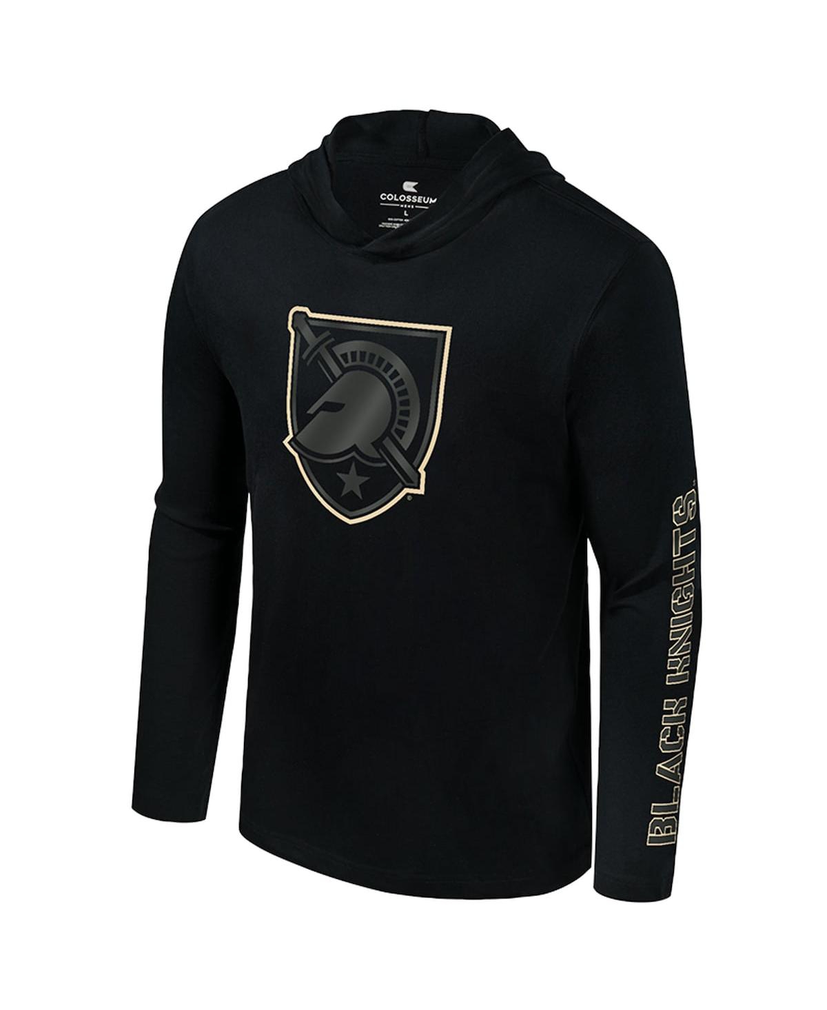 Colosseum Men's Black Army Black Knights Color Pop Active Blend Hooded Long Sleeve T-shirt In Black