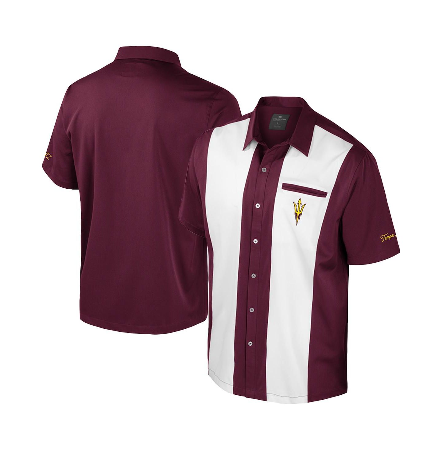 Мужская рубашка Colosseum Maroon Arizona State Sun Devils Strike Bowling Button-Up — фото 1