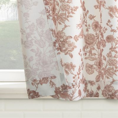 Elodie Tonal Botanical Semi-Sheer Rod Pocket Kitchen Curtain Tier Pair