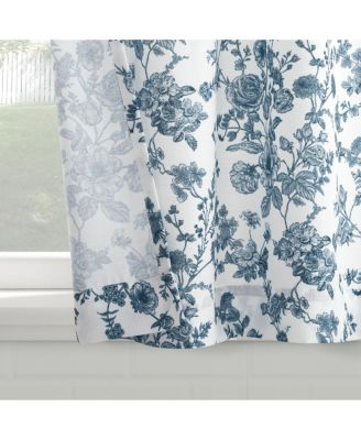 Elodie Tonal Botanical Semi-Sheer Rod Pocket Kitchen Curtain Tier Pair