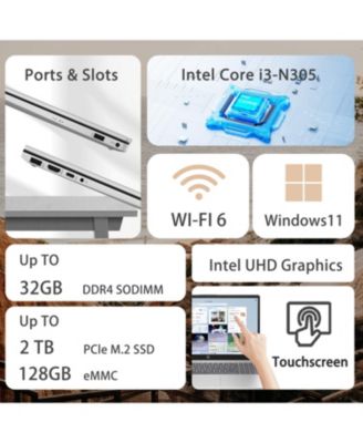 Essential 17.3" Entry Traditional Laptop Intel Core i3 N305 4GB RAM Intel UHD Graphics 128GB eMMC Storage Windows 11 Home HD+ 60Hz