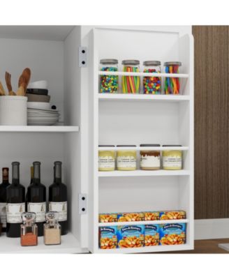 CASAINC Rubber Wood Top Rolling Cart with Drawer, Cabinet & Rack Kitchen Island