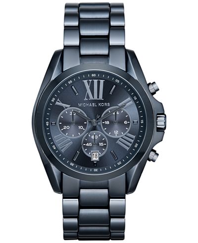 Michael Kors Women's Chronograph Bradshaw Blue Ion-Plated Stainless Steel Bracelet Watch 43mm MK6248