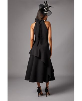 Petite High Neck Corsage Midi Dress