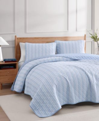 Sailing Stripe Cotton Reversible 3-Pc. Quilt Set, Full/Queen