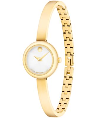 Women's Museum Bangle Round Swiss Quartz Light Yellow Steel Watch, 21.50mm