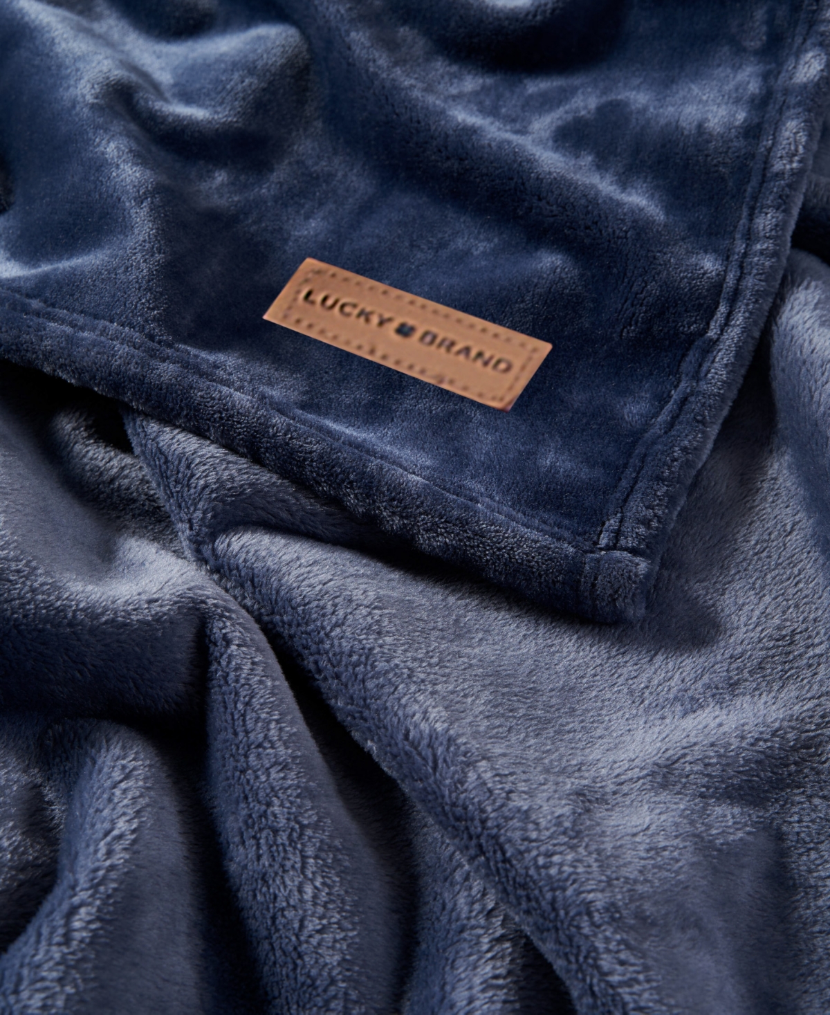 Lucky Brand Solid Plush Throw, 50" X 70" In Blue