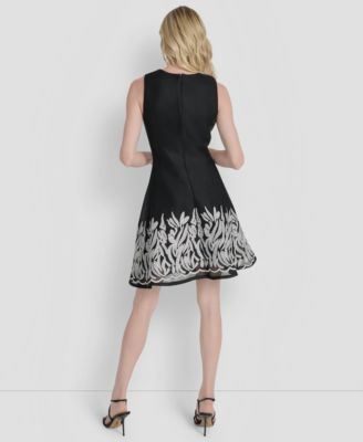 Women's Embroidered Mesh Sleeveless Fit & Flare Dress