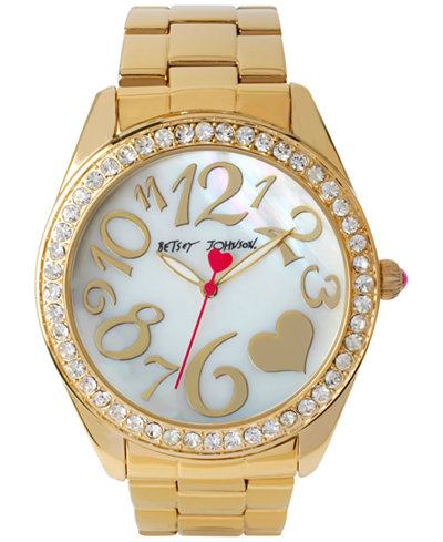 Betsey Johnson Women's Gold-Tone Stainless Steel Bracelet Watch 44mm BJ00249-27