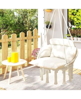 Hanging Hammock Chair with Cushion, Macrame Swing Chair, Dark