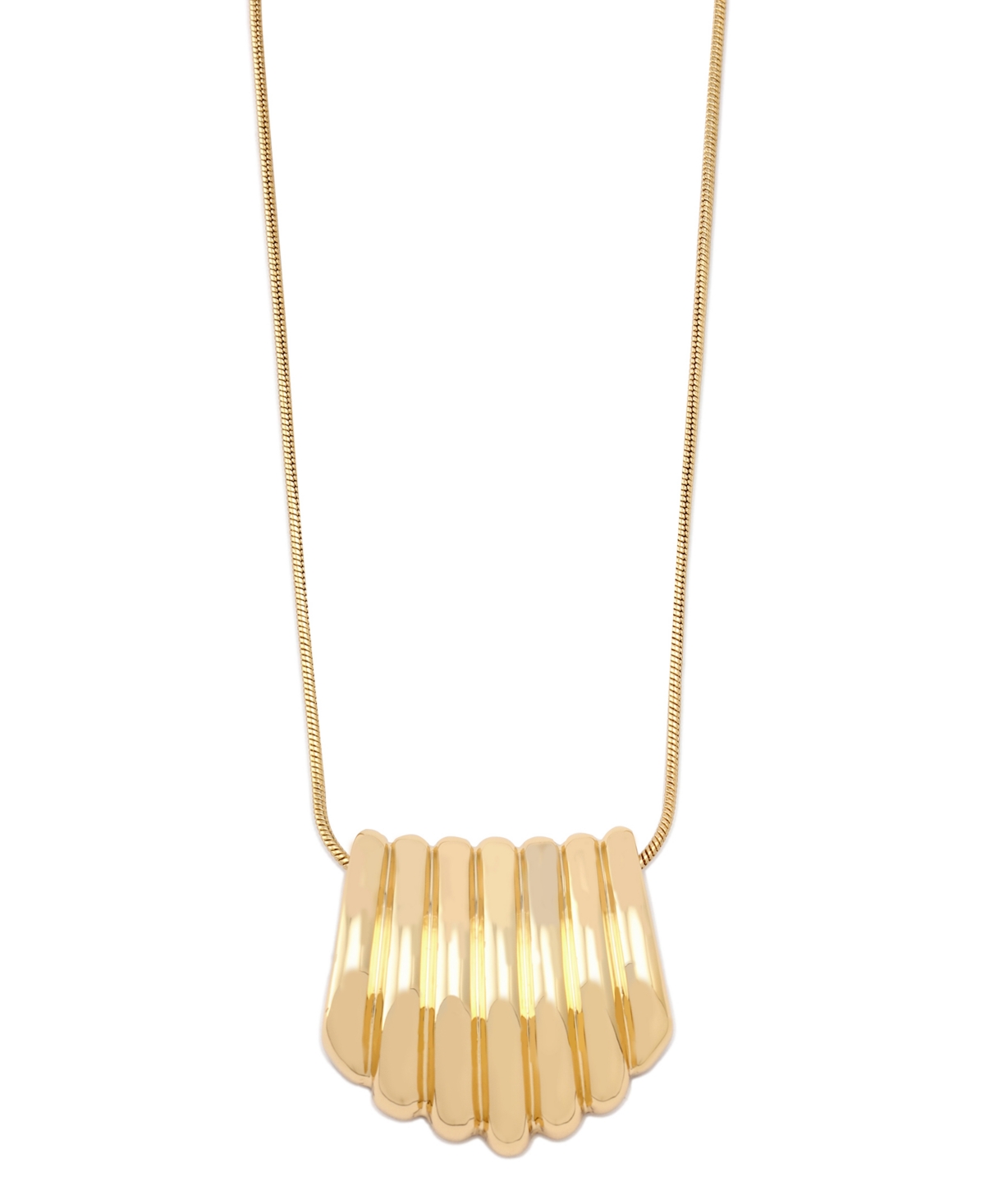 Robert Lee Morris Soho Gold Ribbed Tube Pendant Necklace In Brown
