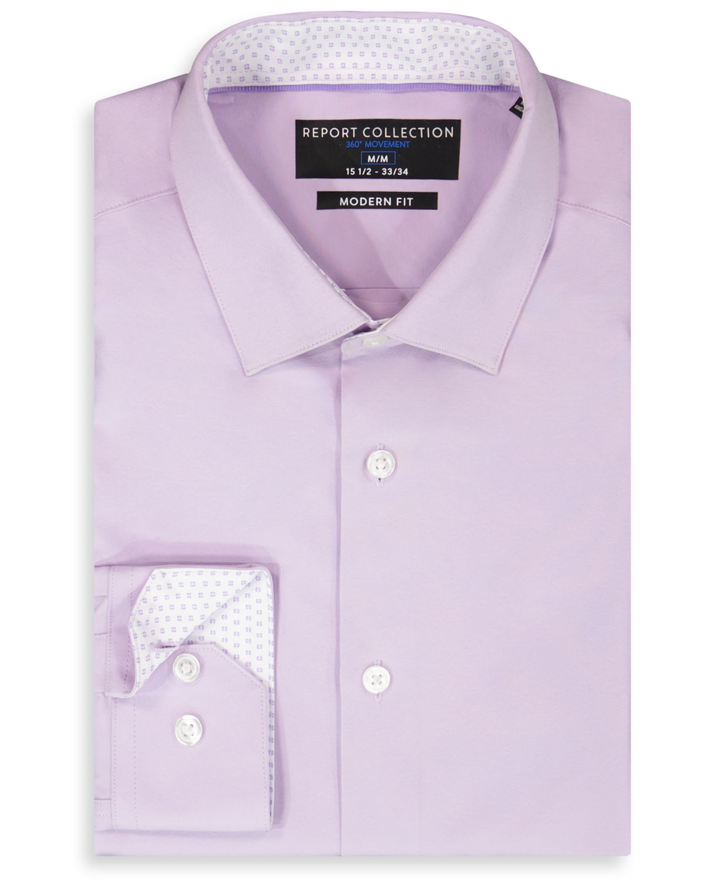 Мужская рубашка Report Collection Long Sleeve 4-Way Solid Woven Dress Shirt, цвет: Лавандовый — фото 4