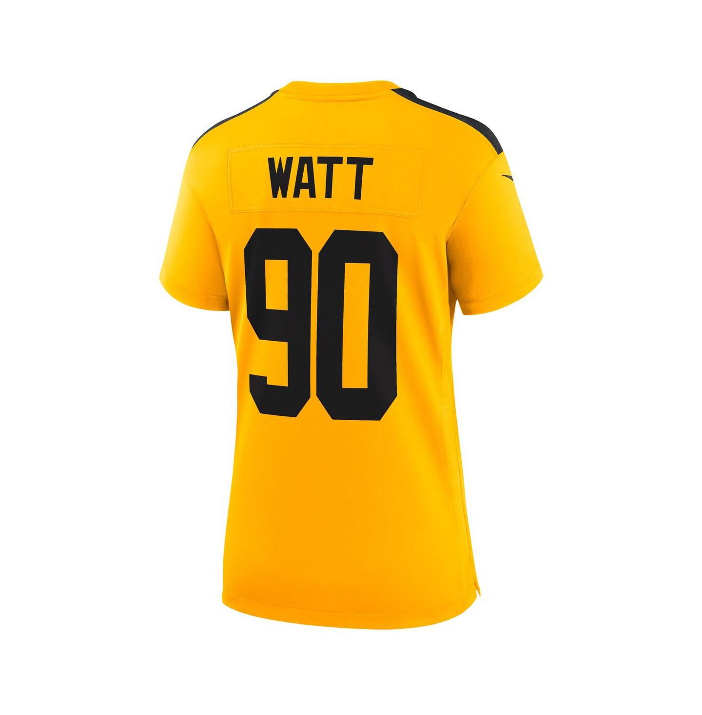 Женский топ Nike T.J. Watt Gold Pittsburgh Steelers Alternate 1933 Throwback Game Jersey — фото 3
