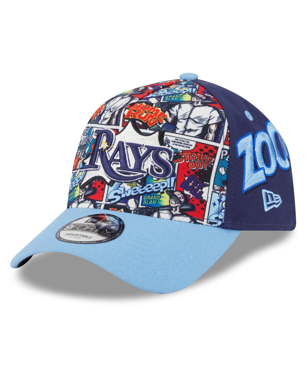 New Era Big Boys And Girls Navy/light Blue Tampa Bay Rays 2025 Mlb Diamond Hero Edition A-frame 9forty Adjus In Blue