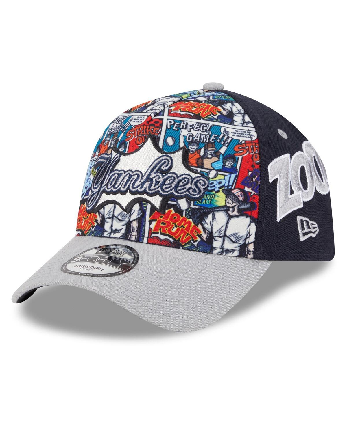 New Era Big Boys And Girls Navy/gray New York Yankees 2025 Mlb Diamond Hero Edition A-frame 9forty Adjustabl In Gray