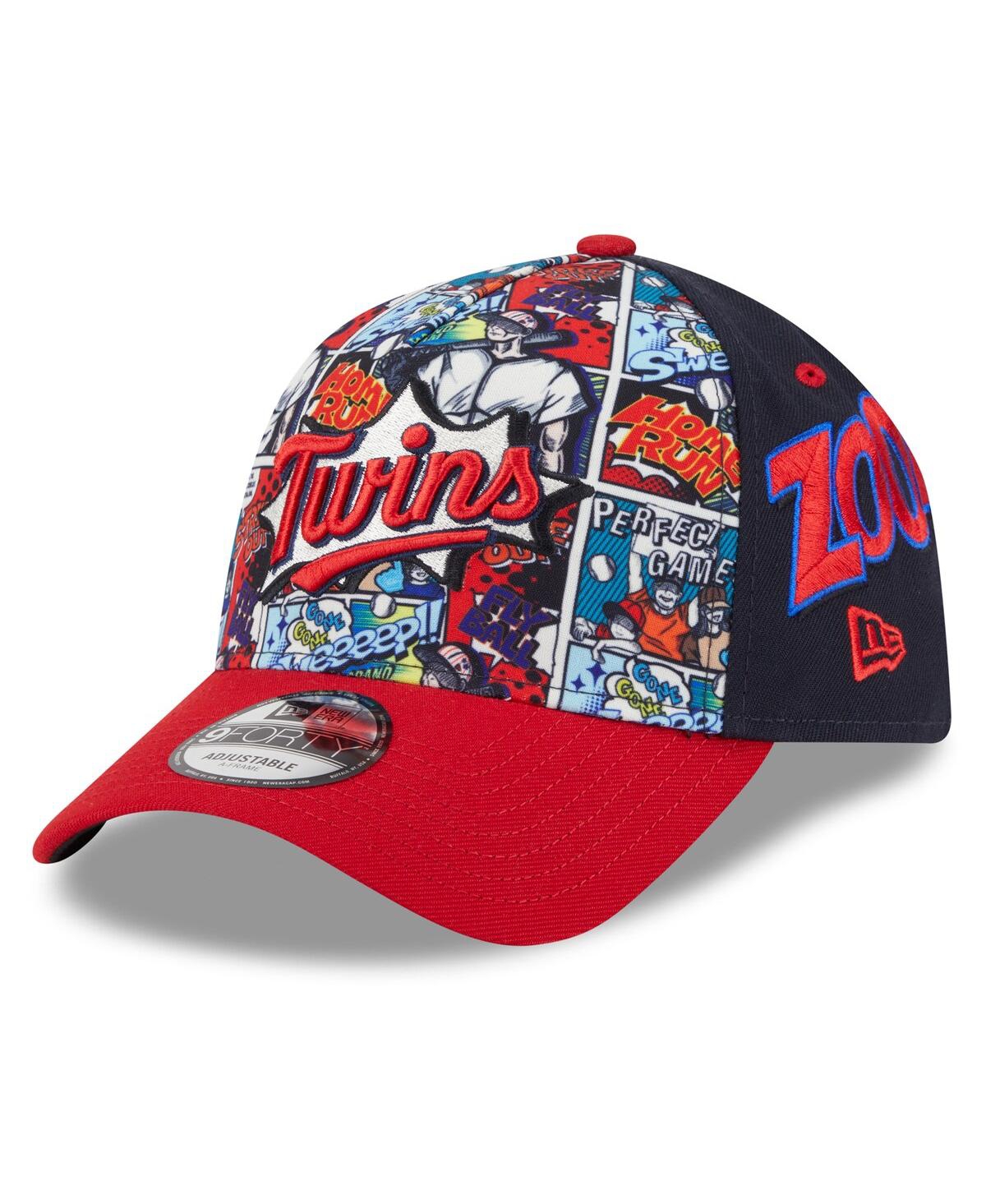 New Era Big Boys And Girls Navy/red Minnesota Twins 2025 Mlb Diamond Hero Edition A-frame 9forty Adjustable  In Multi