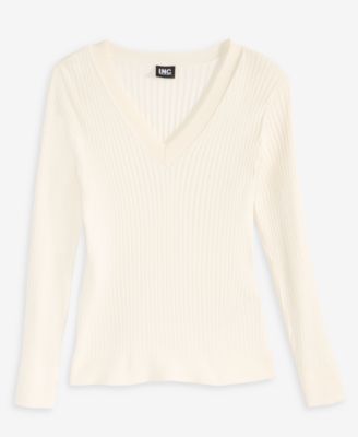 Women's Ribbed V-Neck Sweater, Macy's Exclusive
