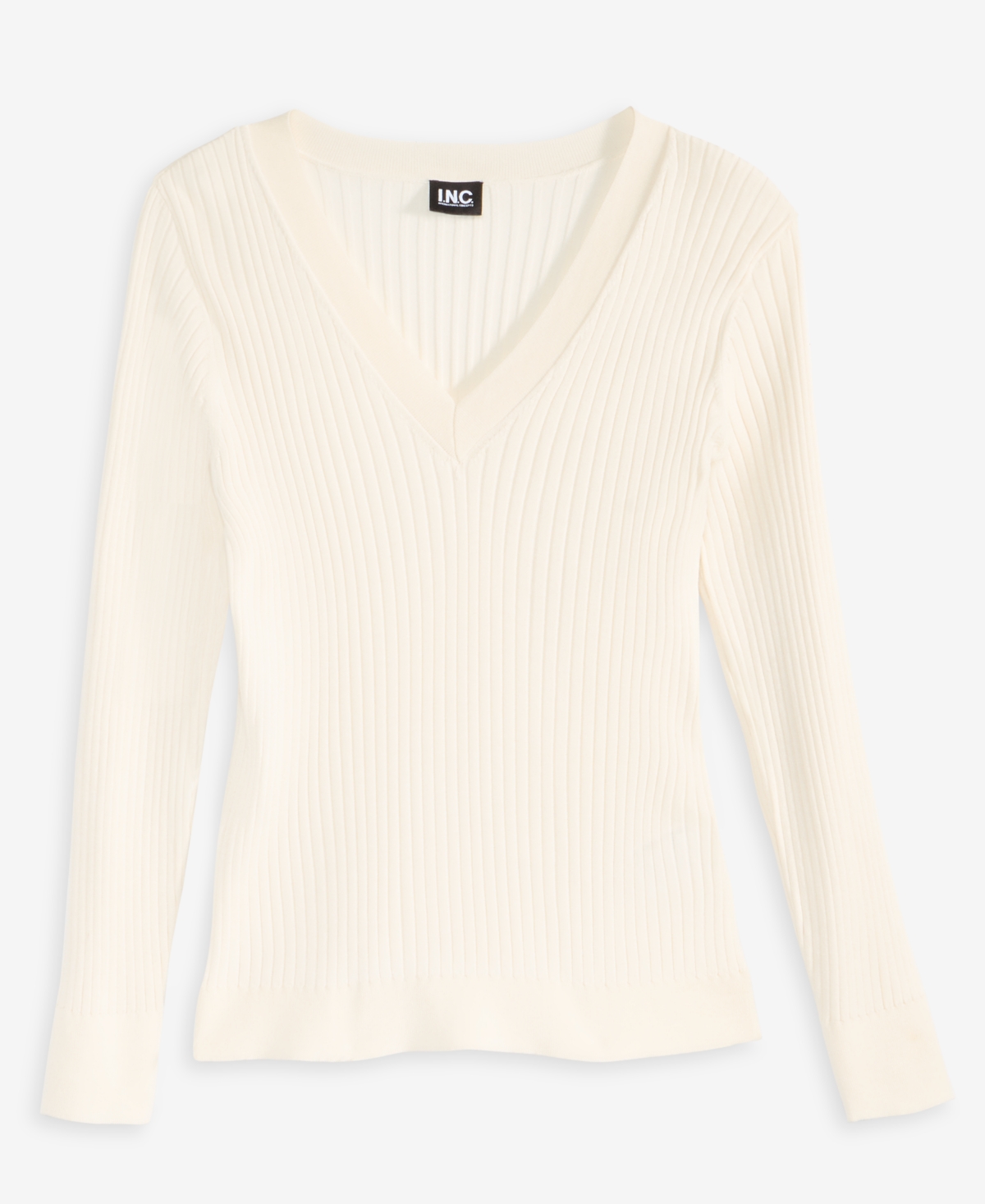 Inc International Concepts Women's Ribbed V-neck Sweater, Macy's Exclusive In Brown