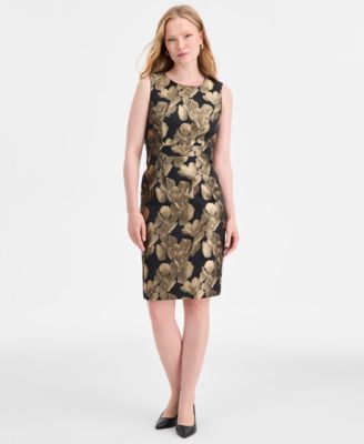 Kasper - Women's Damask Sleeveless Sheath Dress