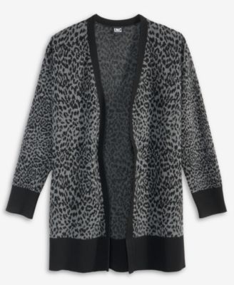 Women's Jacquard Animal-Print Long Cardigan, Macy's Exclusive