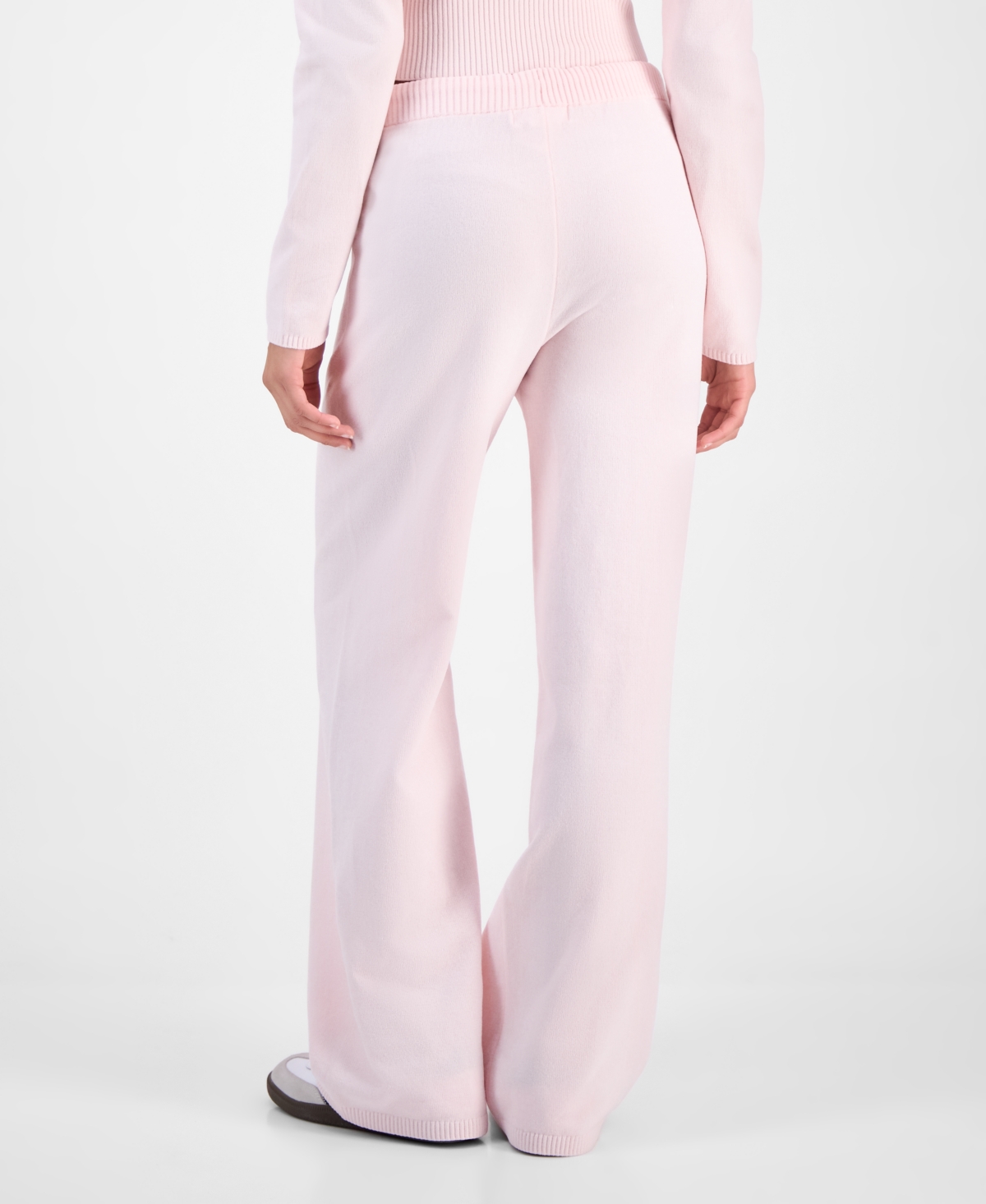 Hippie Rose Juniors' Chenille Wide-leg Knit Pants In Pink
