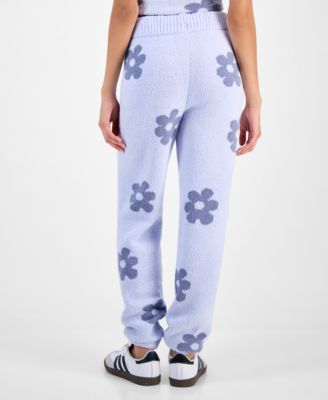Juniors' Floral Teddy-Knit Jogger Pants