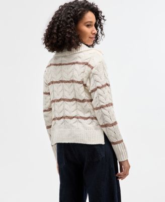 Juniors' Chenille Cable-Knit Half-Zip Sweater