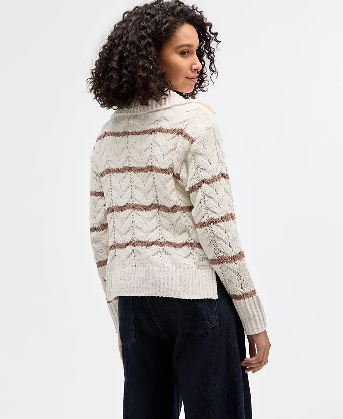 Juniors' Chenille Cable-Knit Half-Zip Sweater - thumbnail 8