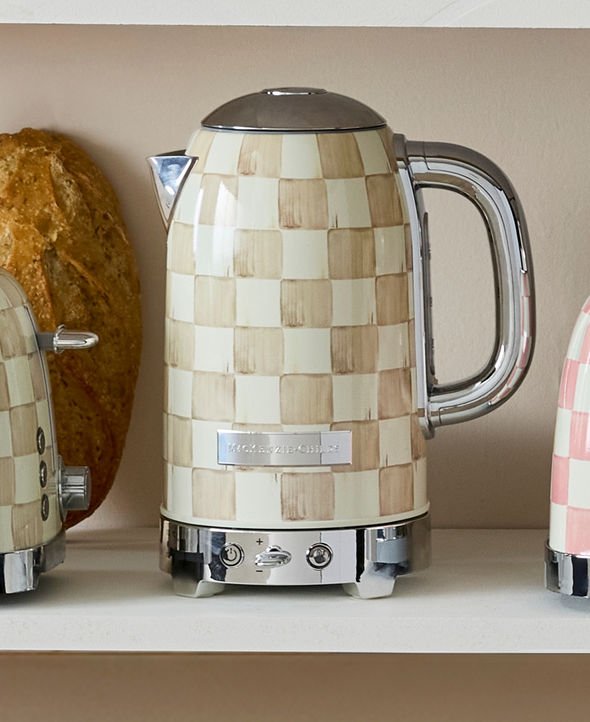 MacKenzie-Childs Mocha Check Electric Kettle