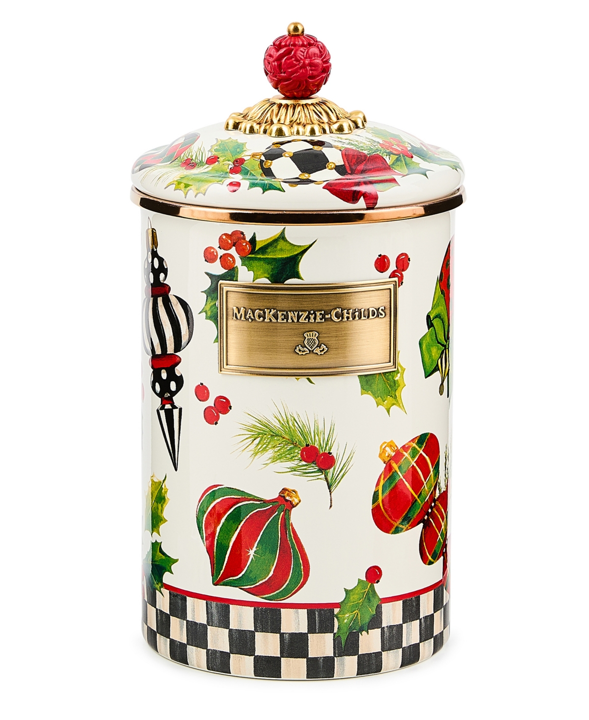 Mackenzie-childs Deck The Halls Large Canister In Multi
