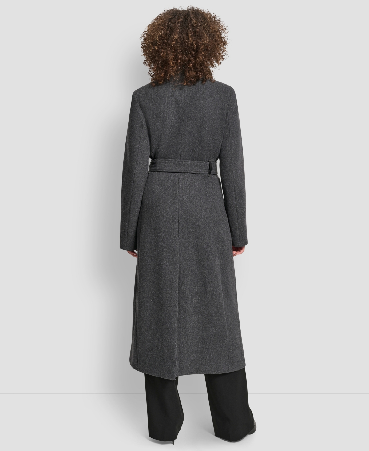 Dkny Women's Wing Collar Asymmetrical Wrap Coat In Gray