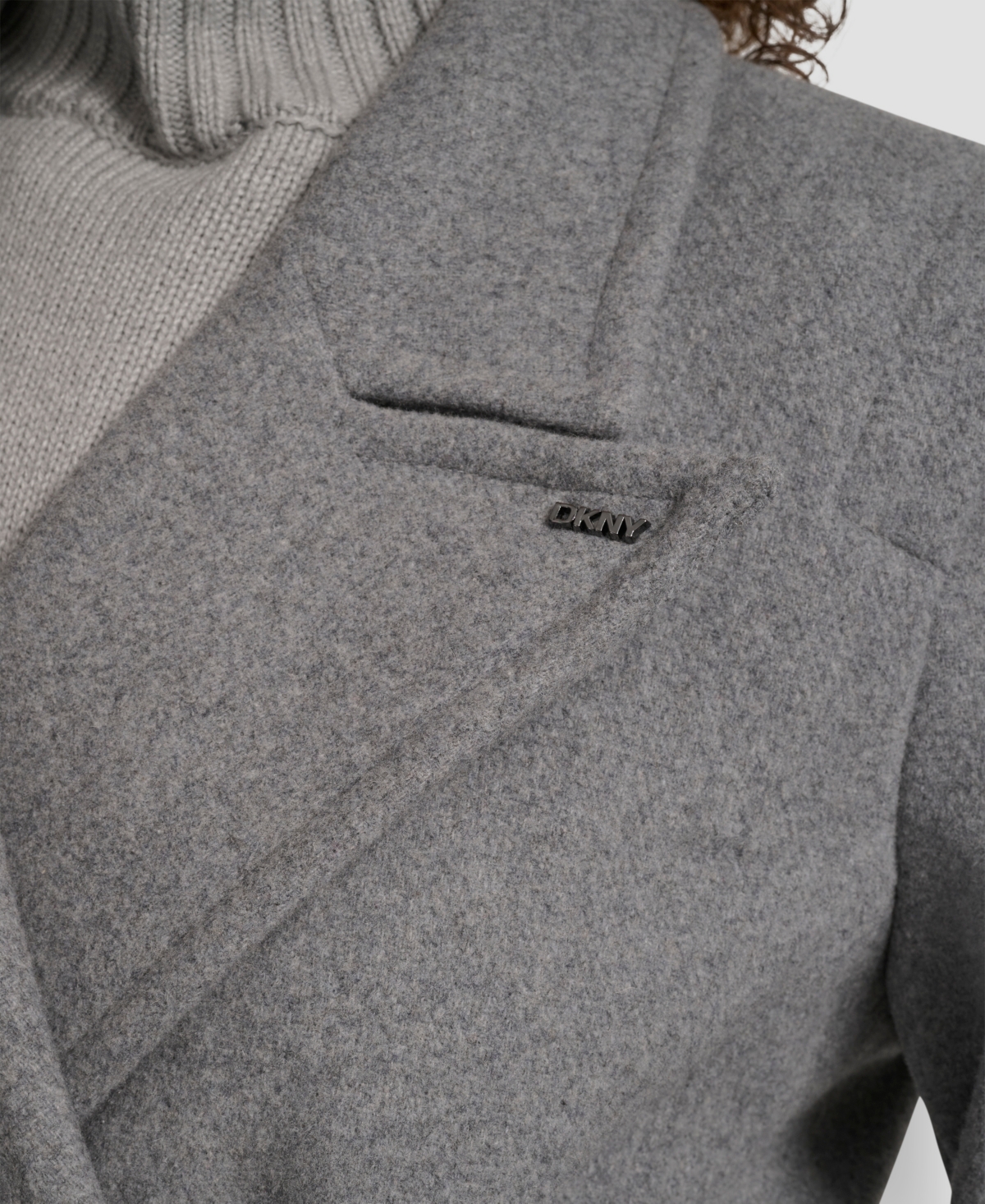 Dkny Women's Notch Collar Belted Wrap Coat In Gray