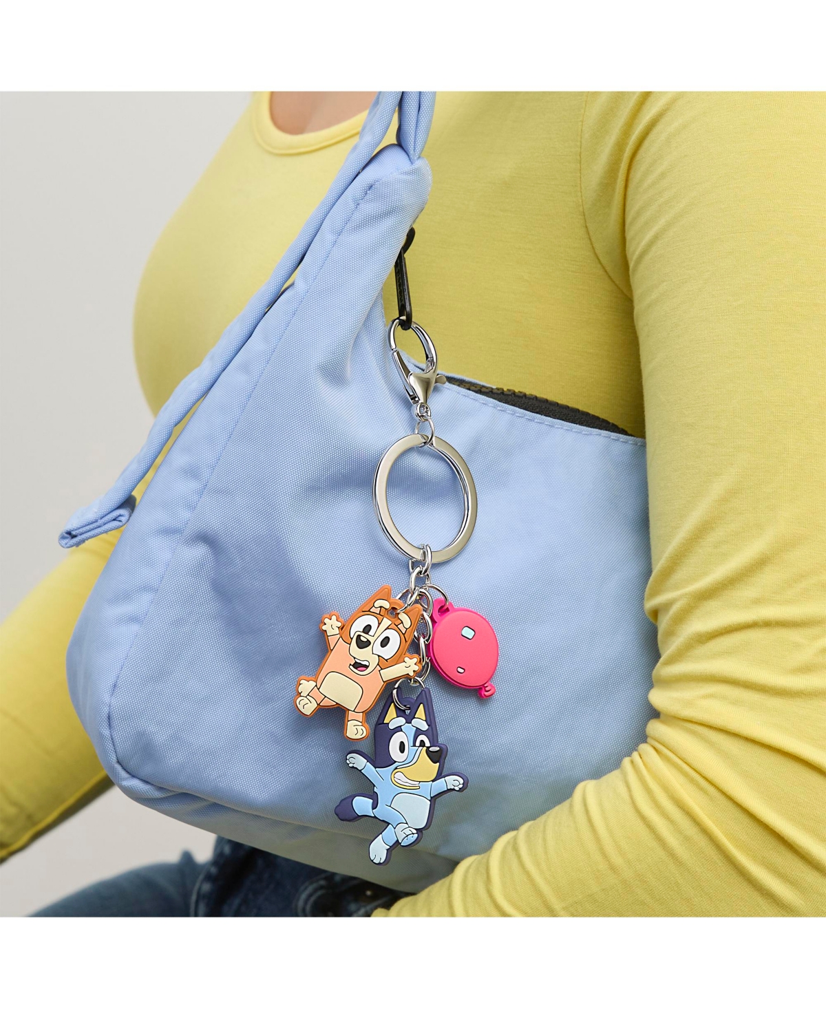 Bluey & Bingo Layered Charm Keychain with Balloon Accent