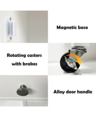 Rolling Kitchen Cart with Adjustable Shelves, Towel Rack and Rubber Wood Top